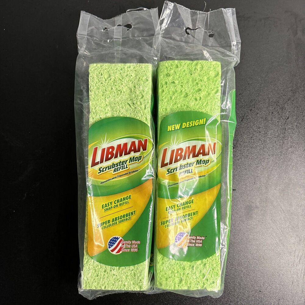 Libman Scrubster Mop Refill Easy Change Snap On Refill #03105 New Lot Of 2